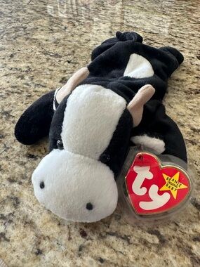 Ty Black and White Cow Beanie Baby Plush